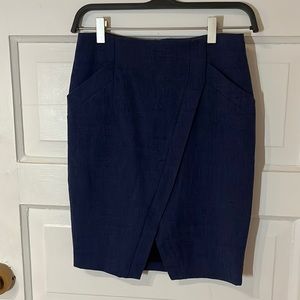 LOFT petite 0 blue skirt, wrap illusion structure